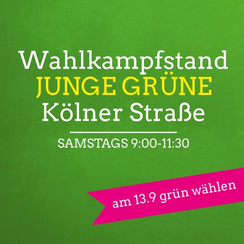 Wahlkampfstand der Jungen Grünen in der Kölner Straße von 9:00 bis 11:30