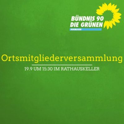 Ortsmitgliederversammlung am 19.9.2020 um 15:30 im Rathauskeller