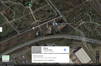Screenshot des Holzwegs von Google Maps