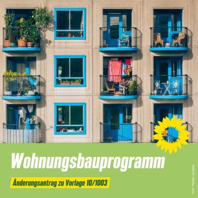 Bild einen Hauses mit dem Titel "Wohnungsbauprogramm"